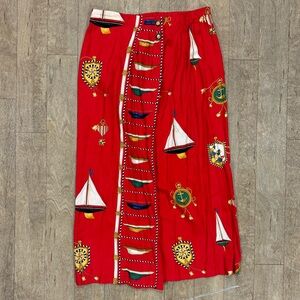 Susan Bristol Red Nautical Maxi Skirt